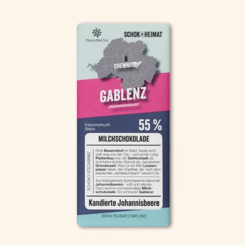 Bean-to-Bar Schokolade Gablenz Bio Schokolade von Choco Del Sol Produkt Vorderseite