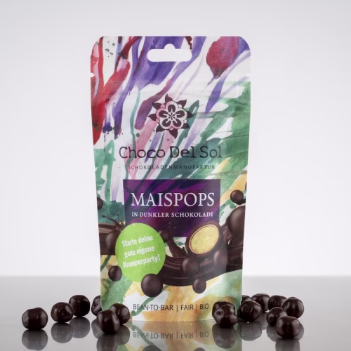Bean-to-Bar Schokolade Bio Maispops Dunkel von Choco Del Sol Produktbild