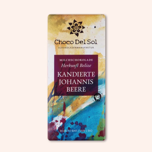 Bean-to-Bar Schokolade kandierte Johannisbeere Bio von Choco Del Sol Produktbild