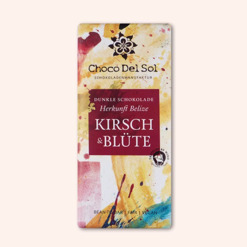 Bean-to-Bar Schokolade Kirsch Blüte Vegan Bio von Choco Del Sol Produktbild