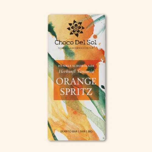 Bean-to-Bar Schokolade Orange Spritz - Bio Schokolade* von Choco Del Sol Produkt Vorderseite